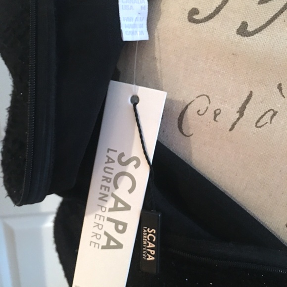 NEW w/ tags Scapa Lauren Perre Black Shimmer White Pearl with Pockets Dress - Picture 8 of 8